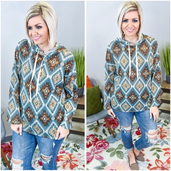 Tribal print hoodie pullover - Picture 6 of 10